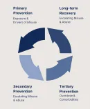 diagram showing prevention and long-term recovery across a continuous cycle