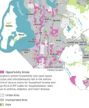A map of Washington state showing opportunity areas for park equity